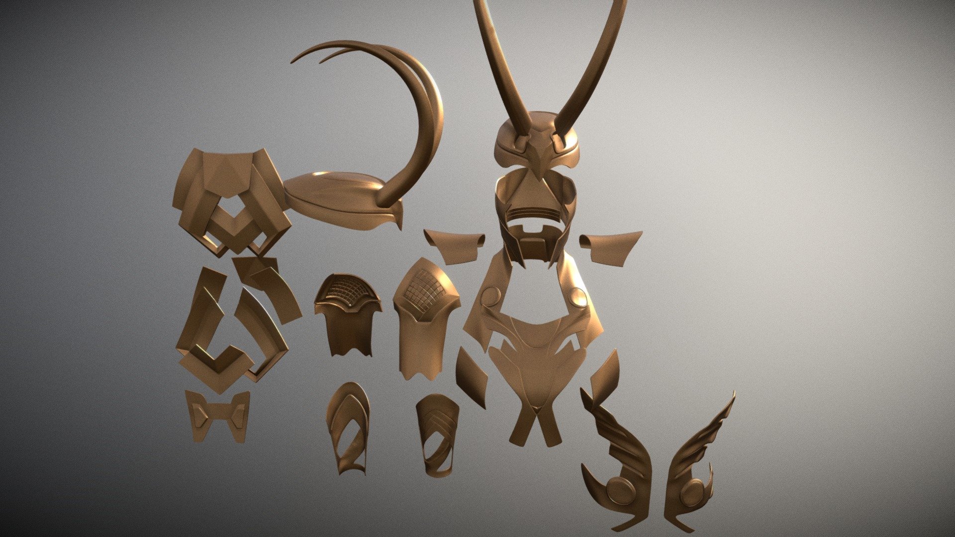Mesh has been reduced to meet upload limit. actual 3d printable files are much higher density. 

This shows all the files that are included in the file set available for purchase. 
Mesh is ~2.4mm thick in most places. 
Also included is a 6mm thick version (with less options for helmets and such) 3d model