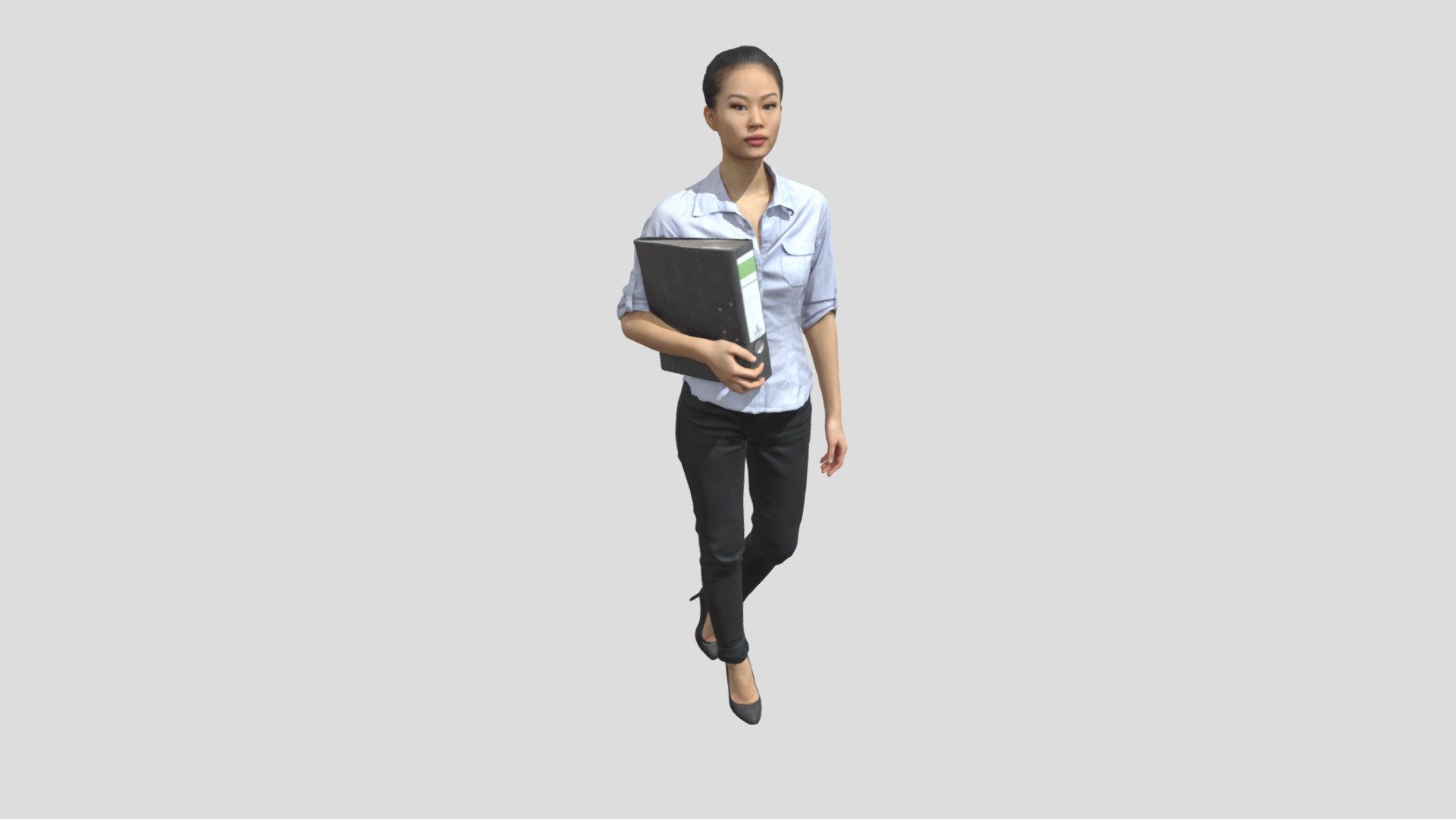 3D scanned woman office free model. A 3D scanned woman in an office environment. BY-SA. By Renderpeople at https://www.renderpeople.com 3d model