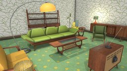 Retro lamp, sofa, tv, retro, furniture, vr, furnishing, fbx, bookcase, 60s, 70s, bookshelf, retrofuturism, sideboard, furnituredesign, blender3d-modeling, midcentury, storefurniturechallenge, substancepainter, substance, low-poly, blender, lowpoly, blender3d, low, house, home, light, gameready