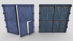 Industrial metal gate 4 gate, warehouse, entrance, metal, hangar, iron, gates, pbr, factory, industrial, steel