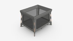 Portable travel cot bed, baby, bedroom, portable, child, crib, travel, furniture, nursery, infant, newborn, cot, childhood, cradle, playpen, 3d, pbr