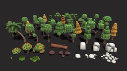 Low Poly Stylize Nature Pack tree, plant, grass, toon, flower, b3d, rocks, alien, game-ready, carnivorous, glowing, gradient, alienplant, substancepainter, blender, lowpoly, blender3d, scifi, gameasset, stylized, plantpack, stylizeplant, wierdplant, uniqueplant