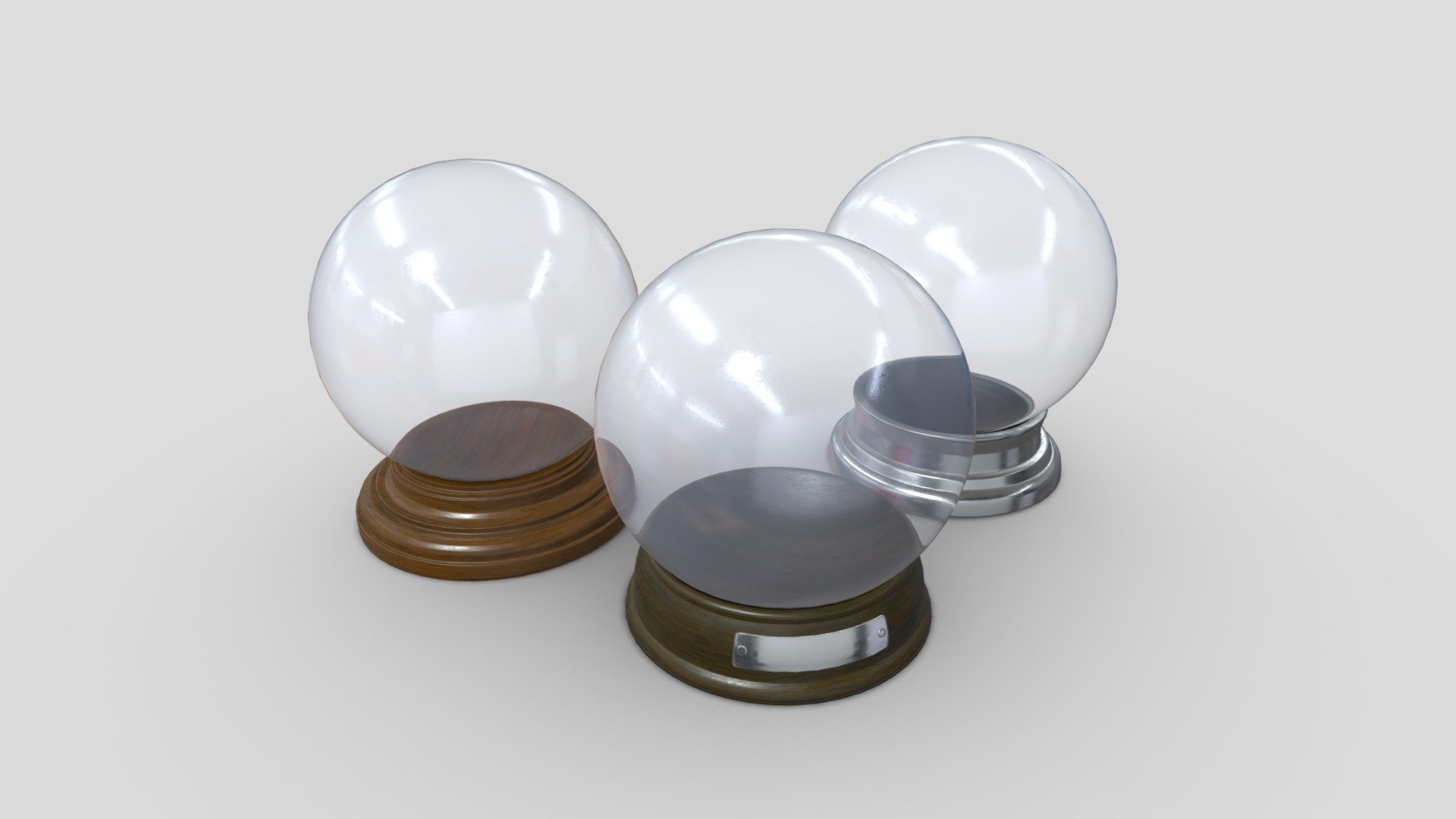 ‘All what you may find in many shapes you like!’

● 4096 x 4096 PBR textures

● normal map is baked from the high poly model

Please do not hesitate to contact with me. I will be happy to help you.

Contact: plaggy.net@gmail.com

Formats: .fbx, .dae, .max, .obj, .mtl, .png, .glTF, .USDZ Polygon: 6242 Vertices: 6286 Textures: Yes, PBR (ao, albedo, metal, normal, ORM, rough) Materials: Yes UV Mapped: Yes Unwrapped UVs: Yes (non overlapping) - Glass Ball Pack - Buy Royalty Free 3D model by plaggy 3d model