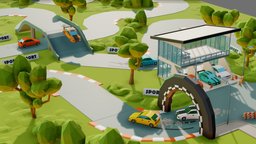 Simple racetrack scene, automobile, track, drive, rally, speed, sportscar, racetrack, motorsport, max, auto, racecar, rallycar, rallycross, simple3dmodel, simple-lowpoly, low_poly, low-poly, lowpoly, low, racing, car, sport, simple, race, 3dmax