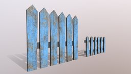 Wooden Fences PBR fence, field, garden, exterior, road, planks, barrier, outdoor, enclosure, farm, old, yard, weathered, picket, pbr, lowpoly, house, wood, street, modular, wall