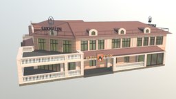 Rosa Khutor Pub restaurant, pub, russian, commercial, alpine, krasnodar, citiesskylines, rosakhutor, architecture, lowpoly