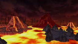 Inferno Vulcan Island scenery, island, lava, magma, vulcan, inferno, infierno, volcan, modeling, textured, environment