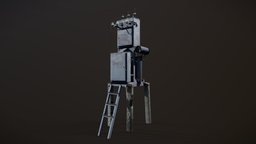 Soviet electrical transformer substation soviet, transformer, post-apocalyptic, unreal, electrical, russian, 4k, box, transformator, stalker, game-ready, ue4, metro2033, substation, ktp, unity, pbr, lowpoly, gameasset, industrial