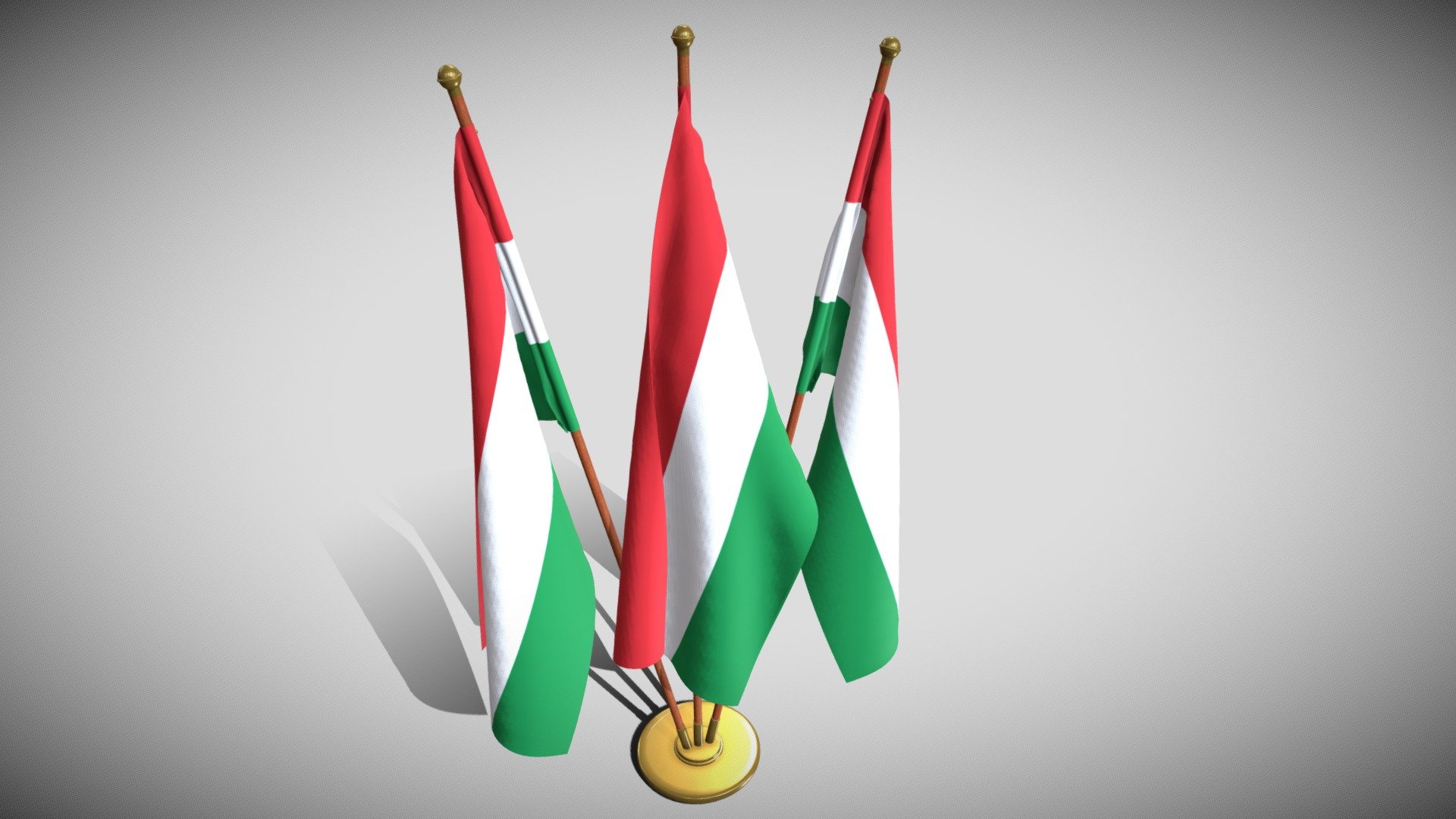 Set of four flag setups(exterior flag and three different office flags).

File formats:
-.blend, rendered with cycles, as seen in the images;
-.obj, with materials applied and textures;
-.dae, with materials applied and textures;
-.fbx, with material slots applied;
-.stl;

3D Software:
This 3d model was originally created in Blender 2.79 and rendered with Cycles.

Materials and textures:
The model has materials applied in all formats, and is ready to import and render . The model comes with multiple png image textures.

Preview scenes:
The preview images are rendered in Blender using its built-in render engine &lsquo;Cycles'.
Note that the blend files come directly with the rendering scene included and the render command will generate the exact result as seen in previews.
The flags are on different layer each for convenience. For each format there are separate files for each of the four flag setups.

General:
The models are built strictly out of quads and are subdivisable 3d model
