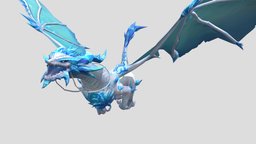 Snow Dragon flying, mount, snow, reptile, mythical, snowdragon, animal, fantasy, dragon, profv7x, whitedragon