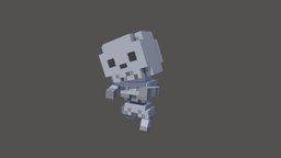 Voxel Skeleton Walking skeleton, rpg, monsters, voxel, gameready