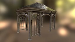 Gazebo scene, vintage, secondlife, virtualreality, low-poly, gameasset