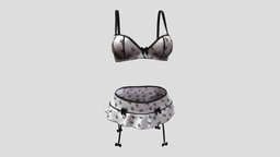 Female Garter Belt Skirt And Bra Lingerie Set mini, set, underwater, , girls, clothes, skirt, belt, womens, bra, underwear, wear, lingerie, pbr, low, poly, female, garter, intimate