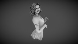 Wanda 50s fanart, b3d, handpainted, blender, wandamaximoff, wandavision