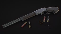 Custom Shotgun millitary, weapon, asset, game, blender, gameart, shotgun, war, noai