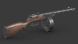 PP Sh-41 Low Poly Realisitc world, rifle, soviet, heavy, equipment, anti, ii, union, tank, sniper, solider, anti-tank, semi-automatic, 41, realisitc, ptrs, weapon, asset, game, 3d, pbr, low, poly, military, gun, war, simonov, ptrs-41