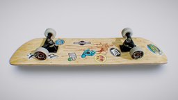 Skateboard WIP elephant, baking, wheels, skateboard, trucks, vintage, stickers, longboard, board, dali, deck, metal, realistic, rubber, teenager, old-school, decals, bakemyscan, blender, art, texture, pbr, design, wood, plastic