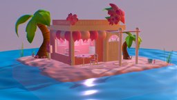 Cherry Blossom Café cafe, flower, sakura, cherryblossom, diarama, substancepainter, 3dsmax, art, design, 3dmodel