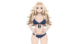 Haruka style, rig, summer, bikini, swimsuit, modeling, girl, asset, 3d, blender, art, low, poly, model, female, characters, animation, anime