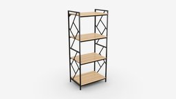 Shelf Study 02 office, storage, frame, square, empty, rectangular, shelf, rack, study, store, market, furniture, pillar, metal, blank, 3d, pbr, design, shop
