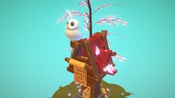 Mail Keeper diorama, handpainted, stylized