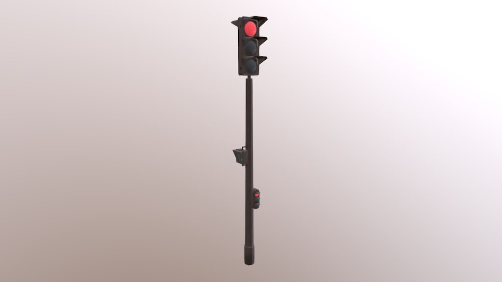 A traffic light from Paris (France). 3D model made for training 3d model