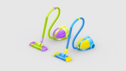 Cartoon vacuum cleaner household, sweep, floor, dust, clean, vacuum, tool, intelligent, appliances, carpet, bream, lowpolymodel, vacuum-cleaner, handpainted