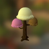 Icecream tree tree, ice, cartoony, cream, iceceam, cartoon, stylized