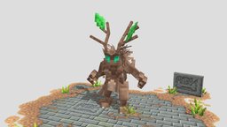 Sprite of Nature humanoid, forest, fun, spirit, creepy, mob, sprite, imp, druid, nature, forrest, wildlife, hostile, playful, blockbench, low-poly, minecraft, voxel, wood, fantasy, artsbykev, noai