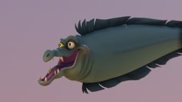 Ursula´s Moray fish, topology, little, cartoony, disney, badguy, moray, mermade, character, cartoon, funny