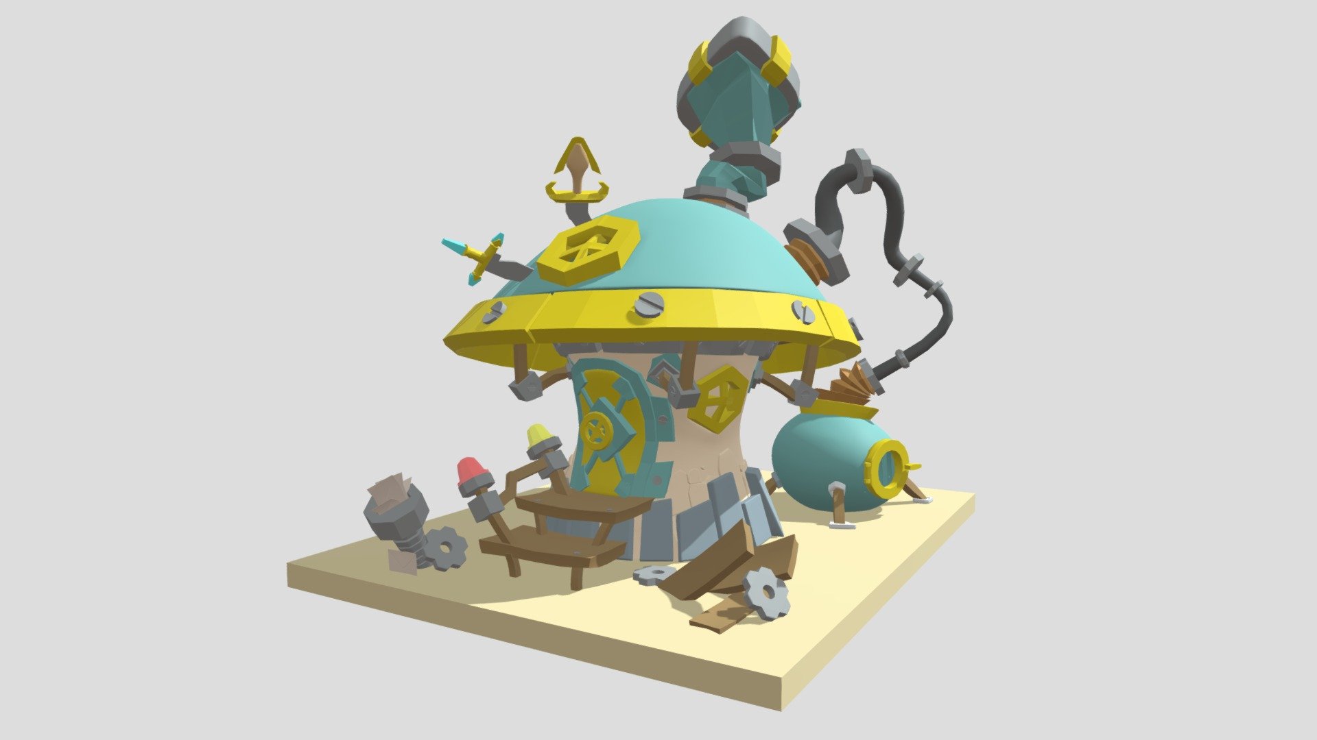 Personal project inspired on Kevin Bardy design - 3D Mushroom House - 3D model by joel.hastenreiter 3d model