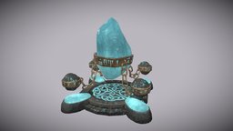 rune crystal flying, crystal, crystals, runes, emissive, lowpoly, stylized, blue, magic, gameready