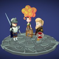 Knight, Pyro and Warrior rpg, toon, chibi, warrior, videogame, viking, diorama, pyro, celshading, pyromancer, maya, cartoon, lowpoly, characters, animation, knight