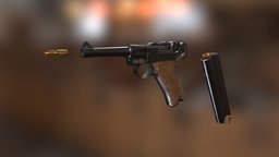 Luger P08 ww2, worldwar2, luger, p08, lugerp08, ww2weapons, ww2guns, substancepainter, blender, 9mmpistol