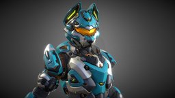 Liv rifle, armor, cute, mech, soldier, tech, cyberpunk, spartan, cyborg, halo, furry, girl, sci-fi, female, fantasy, anime, wolf, robot, space