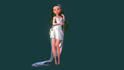 Green Morning pinup, girl, cartoon
