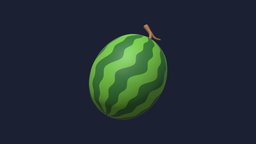 Watermelon Icon object, green, food, fruit, organic, icon, fresh, juice, sweet, health, watermelon, diet, vegetable, vegetarian, healty, juicy, nutrition, healthy, 3d