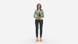 Barwoma In Blouse Alco Bottle In Hands 0944 style, white, people, clothes, miniatures, realistic, woman, alcohol, blouse, character, 3dprint, model, bottle
