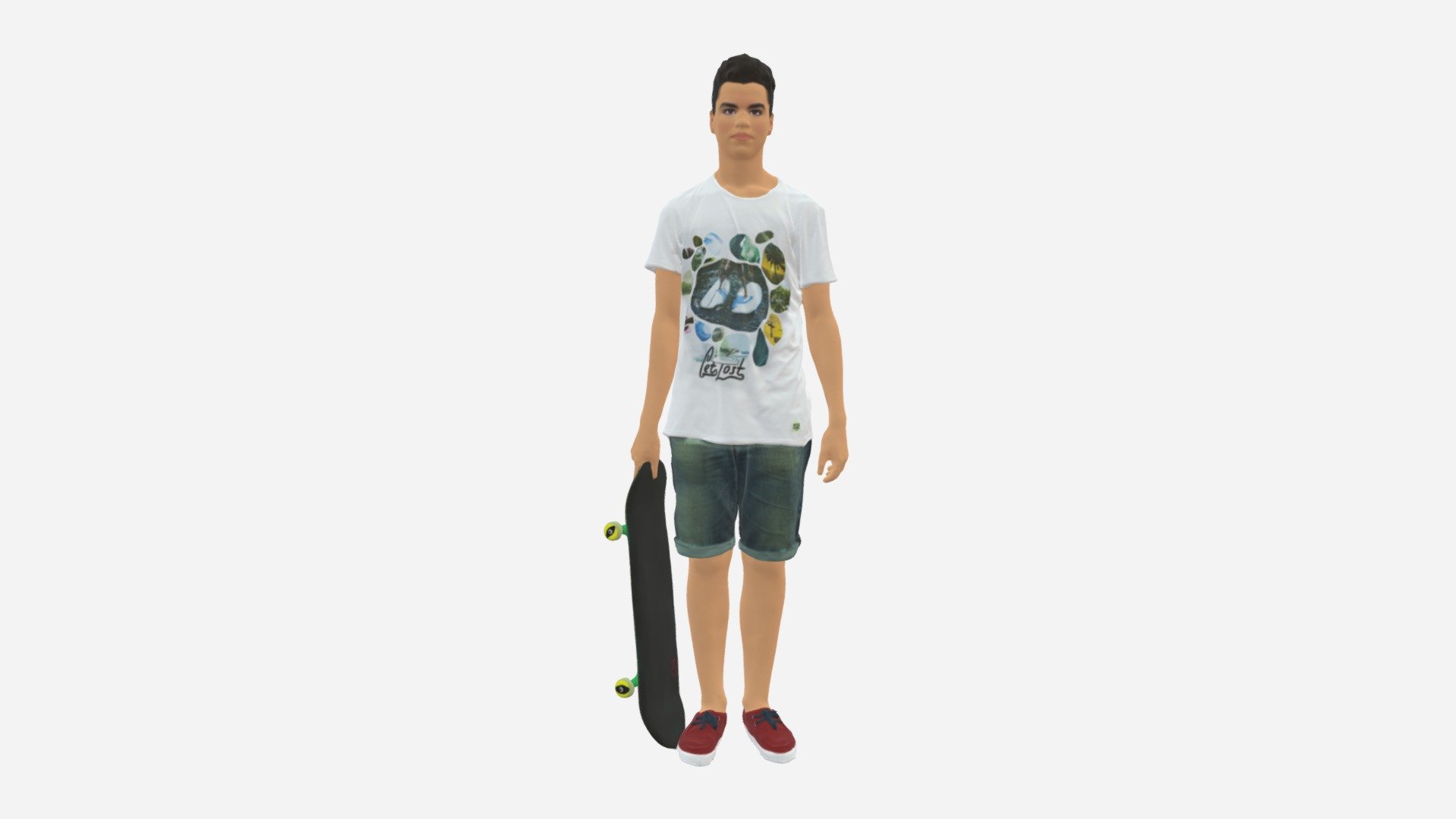 We provide unique 3d scanned models with realistic proportions for closeup and medium-distance views in artworks, paintings and classes. As well as architectural visualization projects.

Main features:




high-end realistic 3d scanned model;

realistic proportions;

highest quality;

low price;

saves you time for more time in landscaping and interiors visualization.

FEATURES 




3d scanned model 

Extremely clean

Edge Loops based

smoothable

symmetrical

professional quality UV map

high level of detail

high resolution textures

real-world scale

system unit: cm

TEXTURES 




Textural Resolution: 4096 x 4096

Color Map

The model is suitable for stereolithography 3d printing 

The model is also ready for fullcolour 3d printing - Junior With Skateboard 0795 - Buy Royalty Free 3D model by 3DFarm 3d model