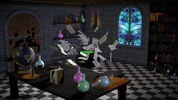 Necromancers Workshop office, room, wizard, necromancer, magical, 3d-model, 3d, photoshop, model, building, magic, light