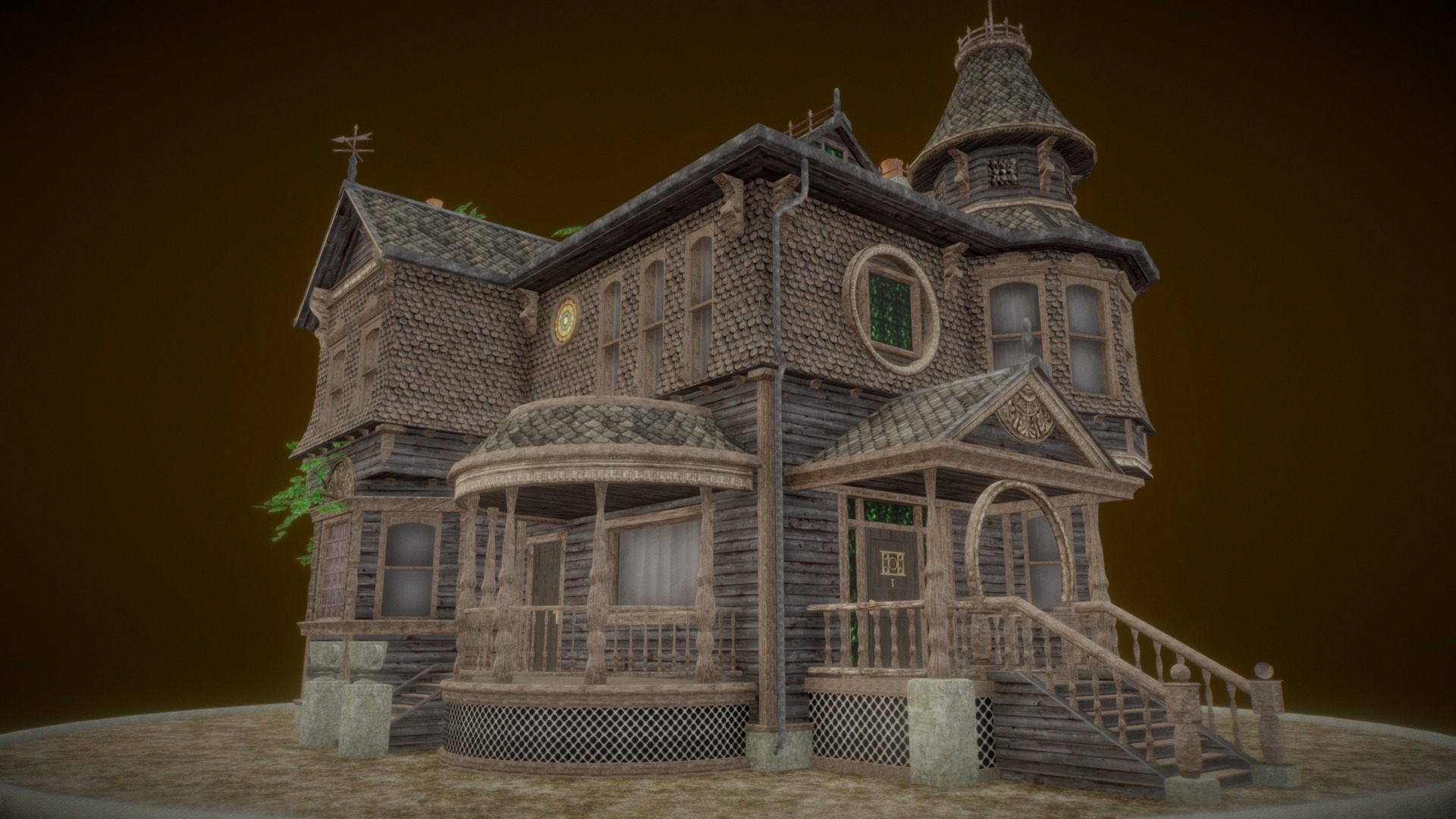 This house was once belonged to a timber baron in a small Northern California city. But after the logging industry went bust, it's owner abandoned it to the elements.  While not a complete ruin, this house will need a lot of TLC to bring it back to it's former glory.

This house was an experiment for me in tileable materials and seeing how far I could get using nothing but Photoshop for texture creation instead of my usual go to, Substance Painter.  Most of these materials started out with a diffuse texture I either photographed myself or found on CGtextures.com. I then created the normal, spec, emmisive, etc in Photoshop. 

I think this technique works well if you're going to be putting the model into an engine like Unity or Unreal.  The textures hold up at very close and they can be used across many different buildings or props you may have in your game. Also being able to add secondary textures would allow for more variations like grunge.  

Modeled in Maya 2019 - Forgotten Grand Victorian Mansion - 3D model by evanzappel 3d model