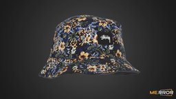 [Game-Ready] Floral Bucket Hat hat, bucket, topology, textile, fashion, pattern, ar, 3dscanning, floral, low-poly, photogrammetry, lowpoly, 3dscan, gameasset, gameready, bucket-hat, floral-pattern, noai, accessary, fashionscan