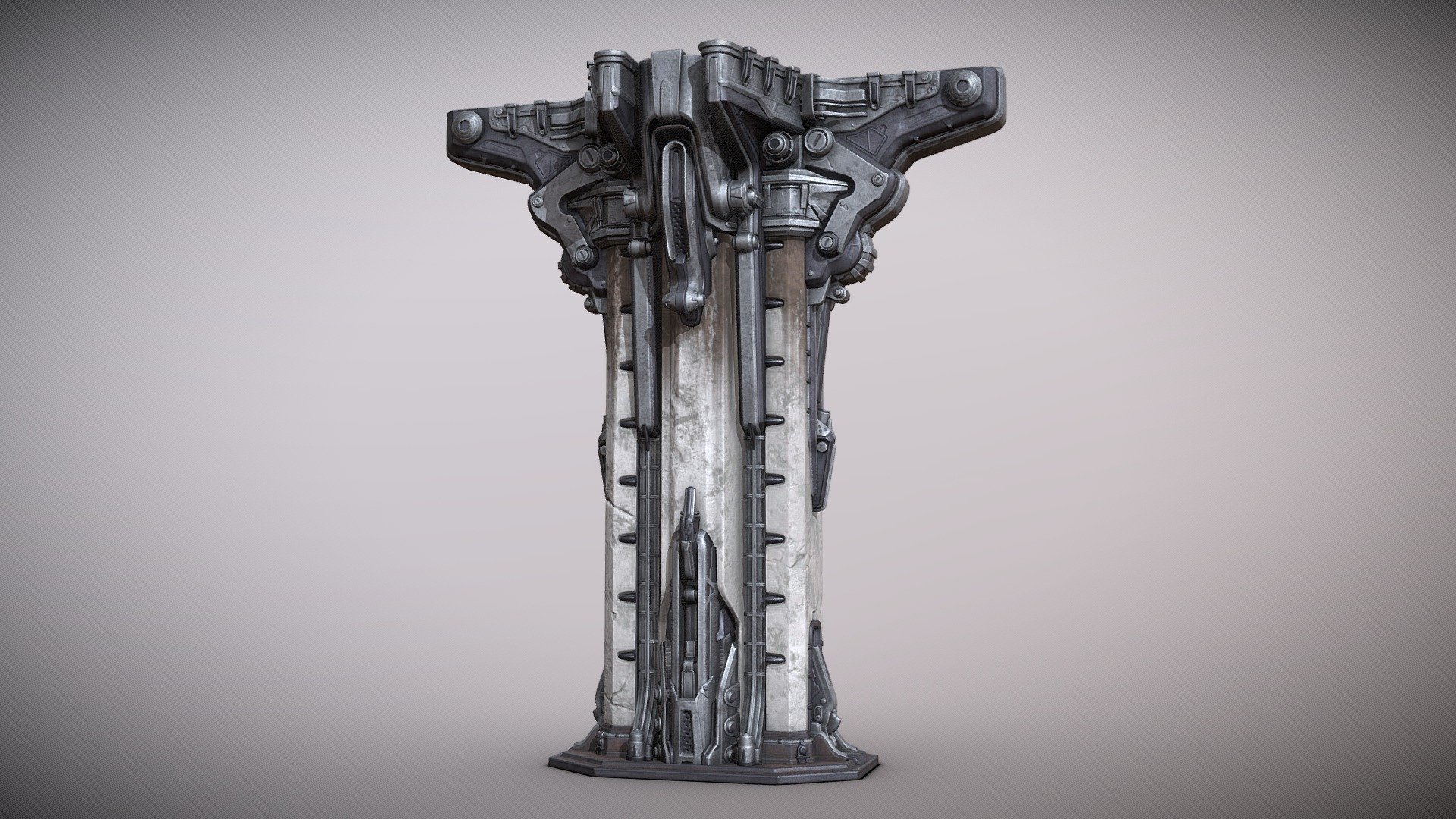 I saw this props design in Artstation.
I never build game asset before (high poly to low poly baked model)
So I decided to treat this practice as a challenge.

There are 6 sets of 2K texture maps

This design based on concept art by Nikolay Georgiev
https://www.artstation.com/artwork/OyZW68 - Gears 5 Pillar : Fan Art - Buy Royalty Free 3D model by Logan Lee (@loganleecg) 3d model