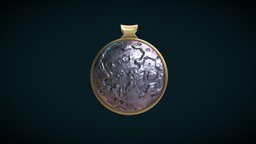 Moon Bas-Relief Pendant moon, jewelry, pendant, bas-relief, science, crescent, charm, space