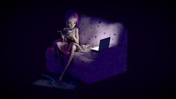 boring evening , animegirl, anime-girl, girl, 3dsmax