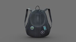 Black Leather Little Backpack mini, school, steampunk, cute, little, leather, rebel, small, back, bag, combat, toxic, backpack, sweet, cool, pbr, low, poly, female, male, black
