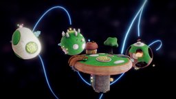 Super Mario Galaxy (Gateway Galaxy) pipe, egg, nintendo, flowers, wii, tiny, galaxy, star, hole, gateway, goomba, worlds, bit, weeklycgchallenge, luma, blender, super, black, space, mario