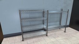 Modular Wire Rack Shelving (game ready) storage, shelf, cooler, chrome, shelving, shelves, heavy-duty, gamereadyasset, shelving-unit, lowpoly, gameasset, gameready, wirerack, wireshelf, wireshelves, walk-in-cooler