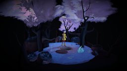 Holding the key cat, night, woods, moviecharacter, coraline, coralinejones, girl, cartoon, animation, fantasy