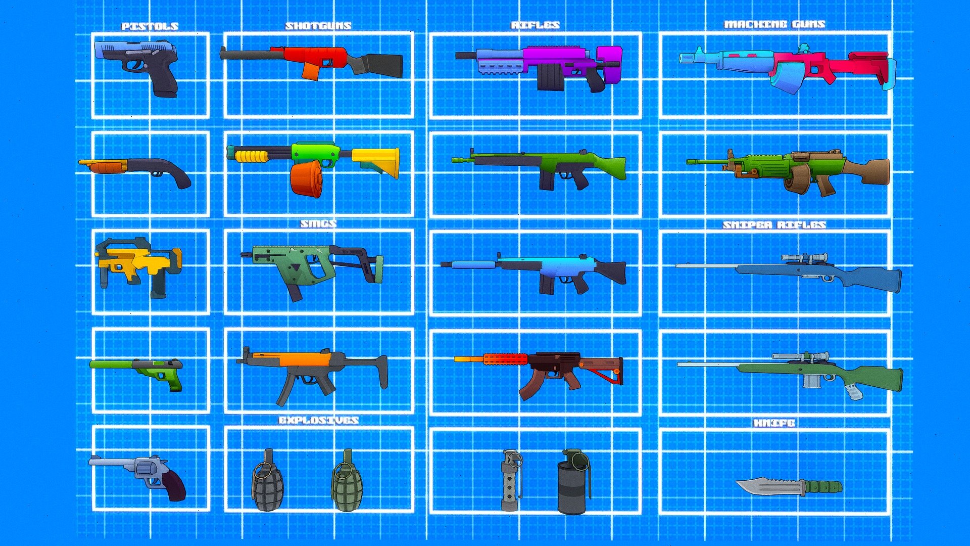 22 Weapon Game Ready Asset
  -22 Weapon with outline
  -22 Weapon without outline (included in download file)
  -1 texture - Stylize Low Poly Weapon Pack - Buy Royalty Free 3D model by LowPolyBoy 3d model